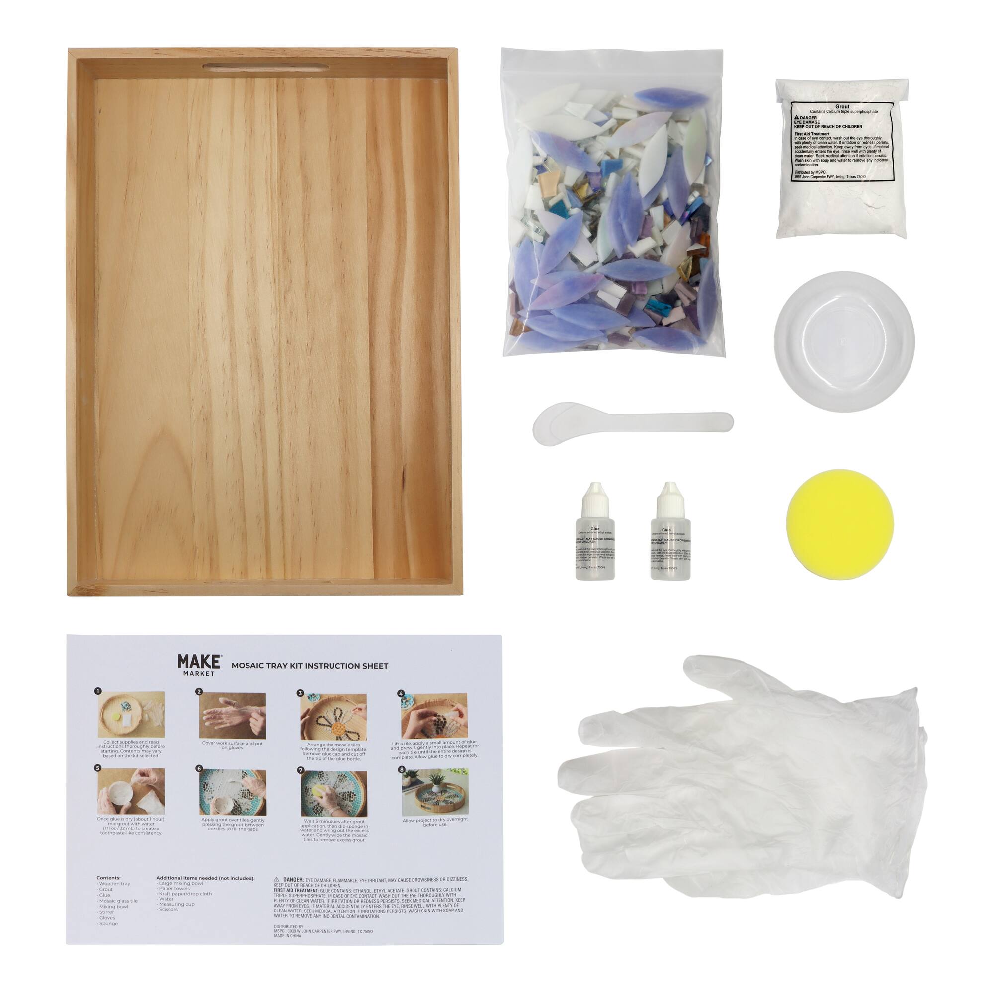 10" x 14" Purple Flowers Mosaic Tray Kit by Make Market®